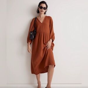 Madewell Lightspun V-Neck Midi Dress